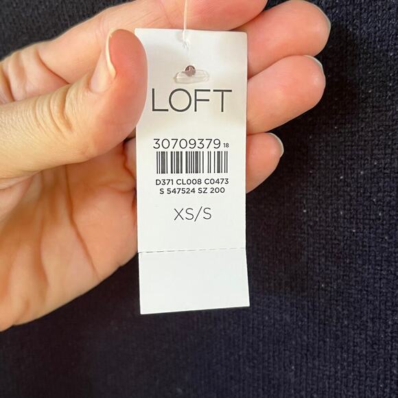 Loft Navy And White Striped Knit Poncho Size XS/S. NEW - Picture 7 of 9